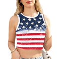 thumbnail image 1 of Color Cosplayer American USA Flag Crop Tank Tops for Women T Shirt Patriotic 4th of July Vest Tops B298-1005 S, 1 of 5