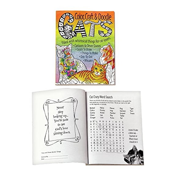 Pre-Owned Color, Craft & Doodle Cats: Filled with Whimsical Things for Cat Lovers: Cartoons & Clever Quotes, Learn to Draw, Things to Make, Dot to Dot, Mosaics Paperback