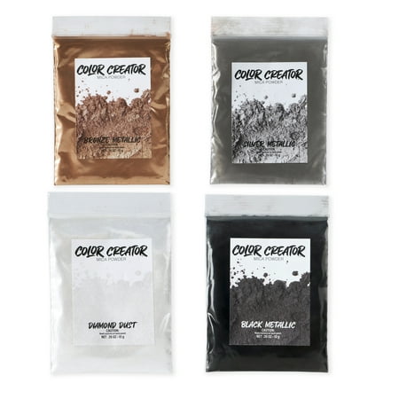Color Creator Dusts 4pk 10g Each Metallics: Diamond Dust, Bronze, Black, Silver Metallic