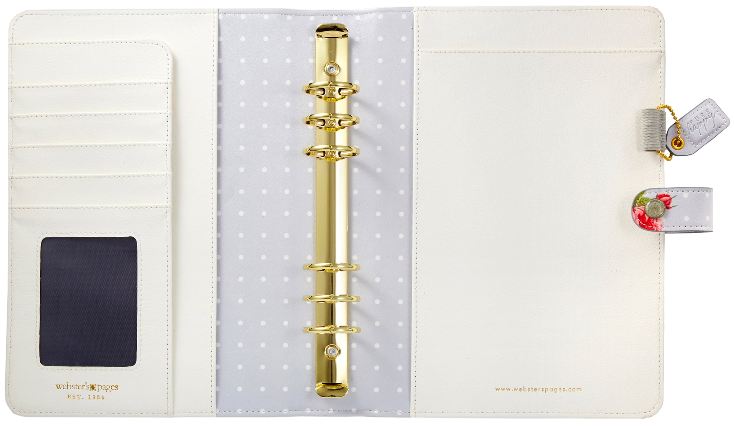 Color Crush A5 Faux Leather 6-Ring Planner Binder 7.5"X10"-Gray Floral