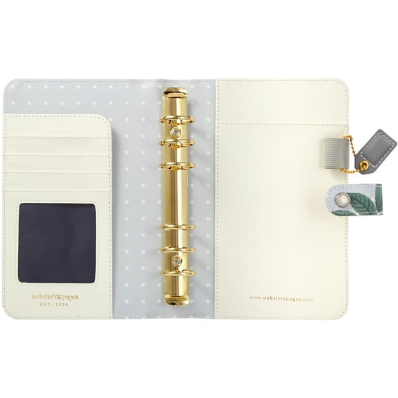 Color Crush Faux Leather Personal Planner Binder 5.25"X8"-Gray Floral