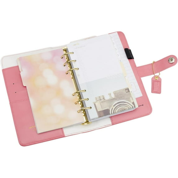 Color Crush Faux Leather Personal Planner Kit 5.25"X8"-Light Pink