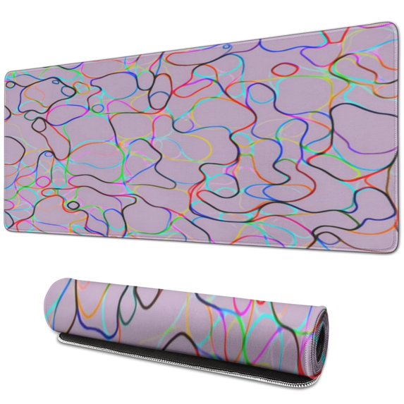 Color Curve Camouflage desk Mouse Padwaterproofwashable for Office Home Work GamingmousematRubber Base Mousepad with Stitched Edges 31.5x11.8inches