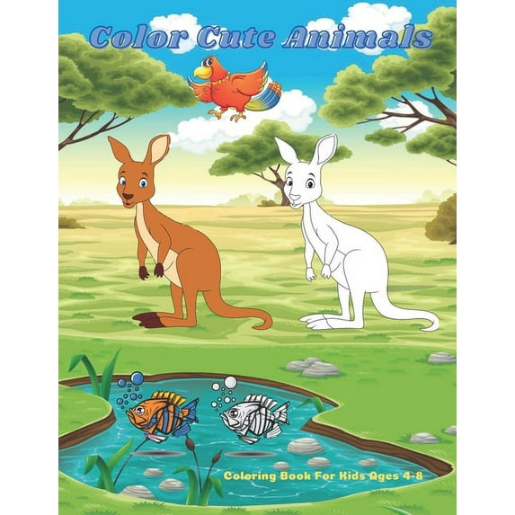 Color Cute Animals - Coloring Book For Kids Ages 4-8: Over 100 Coloring Pages Of Super Cute Animals Of Every Kind, (Paperback)