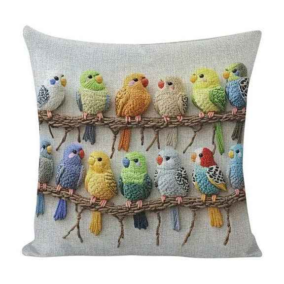 Color Cute Birds Decorative Pillow Sets Soft Sofa Cushions With Polyester Material, 2D Print Design For Living Room, Bedroom And Home Decor 17.71X17.71X0.40In 0.17Lb