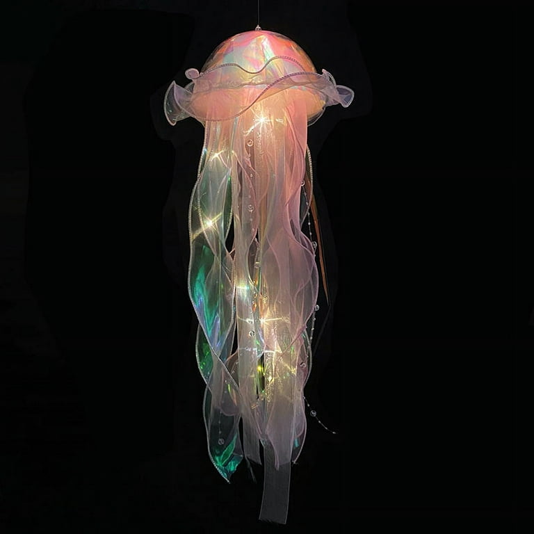 Color DIY Jellyfish Lamp Lantern Mermaid Parti Jellyfish Light Lantern  Girls Happy Under The Sea Theme Birthday Party Decor 