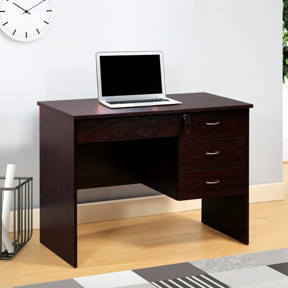 Color Desk With Three Secure Locking Drawers And Glides Study Table Functional Design
