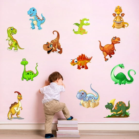 Color Dinosaur Pattern Removable Wall Sticker Bedroom Living Room Decoration, Usupdd 2025 Color Dinosaur Pattern Removable Wall