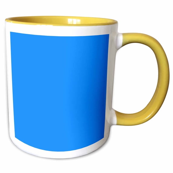 3drose, Color Dodger Blue, 15oz Two-tone Yellow Mug