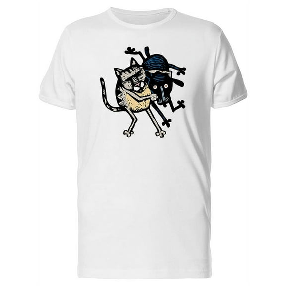 Color Dog And Cat Fighting T-Shirt Men -Image by Shutterstock, Male Large