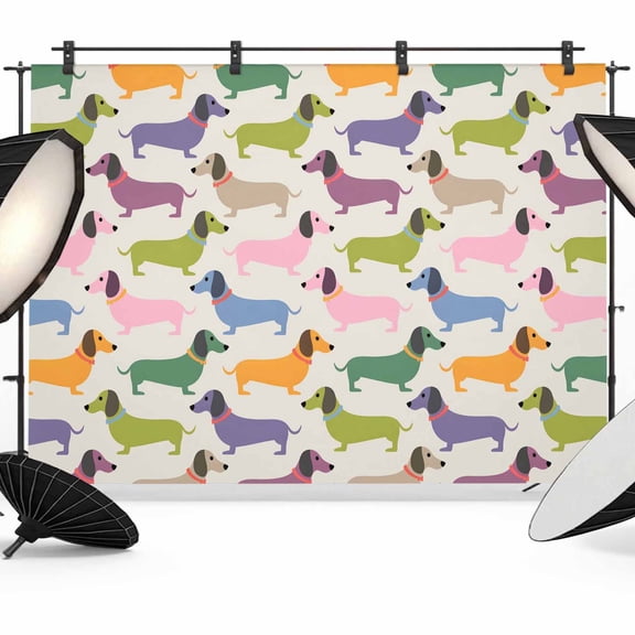Color Dogs Photography Backdrop 7x5FT, Cute Pink Purple Green Dachshund Animals Photo Backdrops, Background for Photography Studio Photo Studio Background, Back Drop for Photoshoot