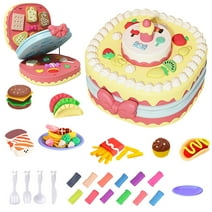 Color Dough Toys, Birthday Cake Play Kitchen Dough Tool Set, Party Favors for Kids, Toys for Girls 3-6 Years Boys
