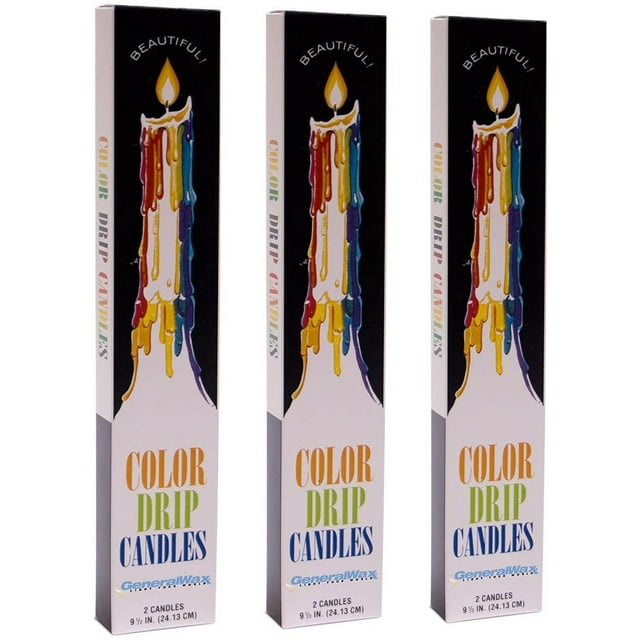 Color Drip Candles, 3Pack (6 candles total), Unscented