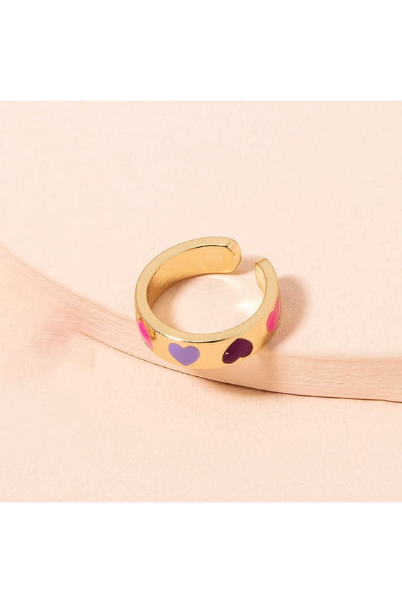Color Dripping Nectarine Retro Peach Heart-shaped Ring Women