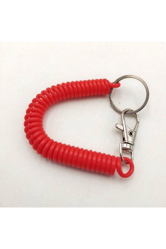 Color EVA key chain elastic rope plastic spring retractable rope key chain card set bag lanyard - Red