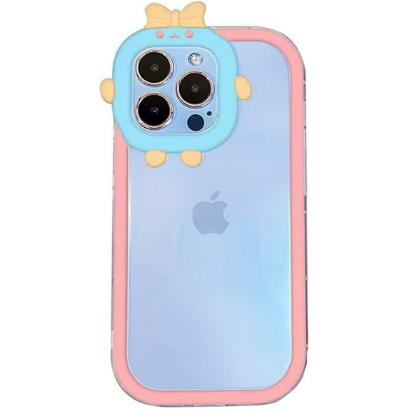 Color Edge Phone Case with Cute Bow Knot Camera Frame Lens Protection, Shockproof Soft Clear Case for iPhone 11 Pro Max
