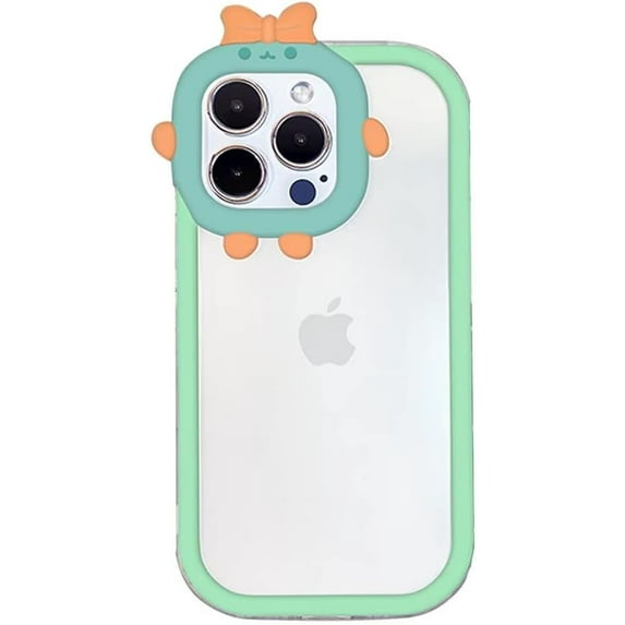 Color Edge Phone Case with Cute Bow Knot Camera Frame Lens Protection, Shockproof Soft Clear Case for iPhone 13 Pro