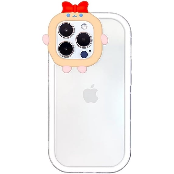 Color Edge Phone Case with Cute Bow Knot Camera Frame Lens Protection, Shockproof Soft Clear Case for iPhone 14