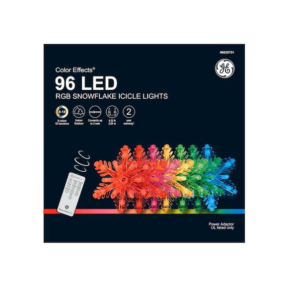 Color Effects 8 -Count Color-changing Snowflake LED Plug-In Christmas Icicle Lights GE cicle Lights Item Item 6029701 Mo 72440LO