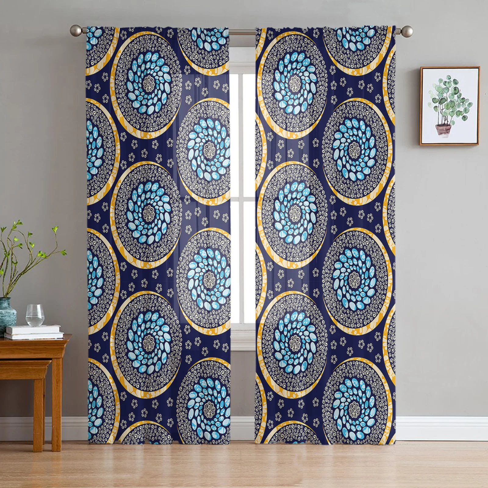 Color Ellipse Irregular Shape Tulle Curtains for Living Room Bedroom ...