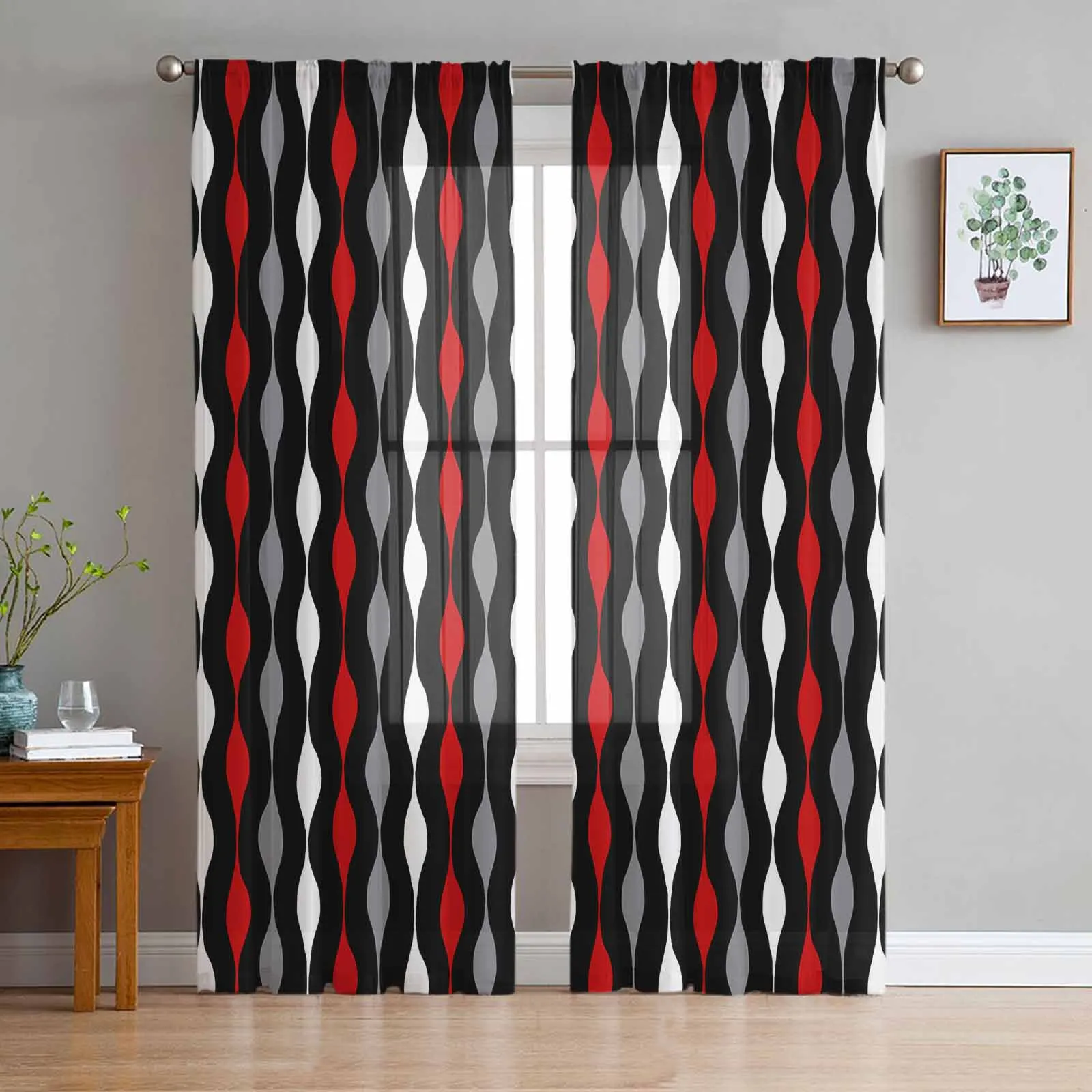 Color Ellipse Irregular Shape Tulle Curtains for Living Room Bedroom ...