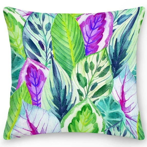 Color Feather Cushion Cover Pillow Office Sofa Car Tropical Leaves