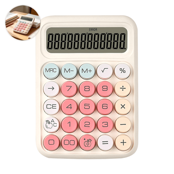 Color Financial Office Calculator with 12-Inch Large Screen, Solar & Battery Power, Ergonomic Desktop Design for Accounting and Business Tasks