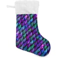 thumbnail image 1 of Color Fish Scales Christmas Stockings Christmas Presonalized Large Stocking Sock, Set of 1 Xmas Party Winter Decor Candy Bag Family Holiday Gift, 17.7 Inch, 1 of 7