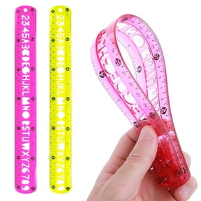 Color Flexible Rulers ,12 Inch Soft Bendable Plastic Transparent Rulers ,Straight Ruler wih Inches Transparent Straight Ruler for Sc-hool Classroom House,2 PCS