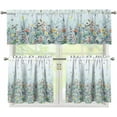 thumbnail image 1 of Color Floral Kitchen Curtain Valance and Tiers Set Flowers Window 24" Length Tiers Curtain Window Drapes for Living Room Bedroom Decorations for Home,3 Piece Set, 1 of 5