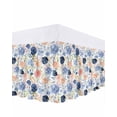 thumbnail image 1 of Color Flowers Bed Skirt King Size 18 Inch Drop, Pink Blue Flowers Green Leaf Decoration Adjustable Elastic Dust Ruffles Bedskirt for King Bed Wrap Around Pleated Mattress Frame Cover, 1 of 9