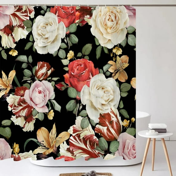 Color Flowers Plants Shower Curtain Bathroom Waterproof Polyester Shower Curtain Large Size 240X180 3D Printing Bath Curtains