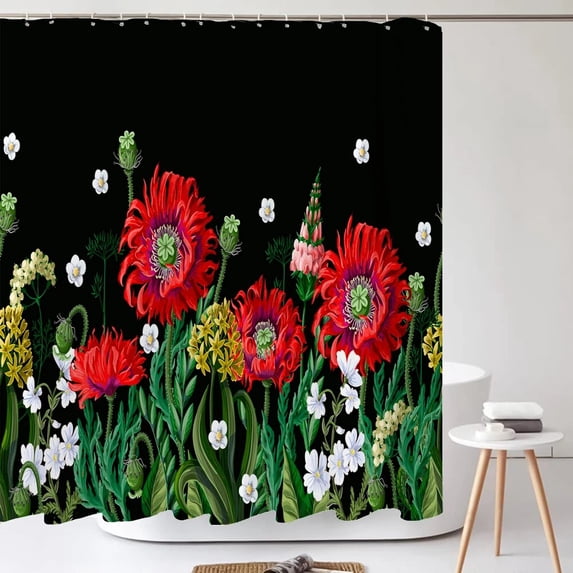 Color Flowers Plants Shower Curtain Bathroom Waterproof Polyester Shower Curtain Large Size 240X180 3D Printing Bath Curtains