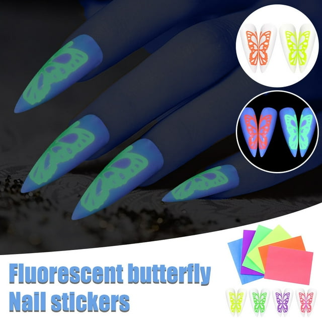 Color Fluorescent Butterfly Sticker 6color Set Summer DIY Manicure