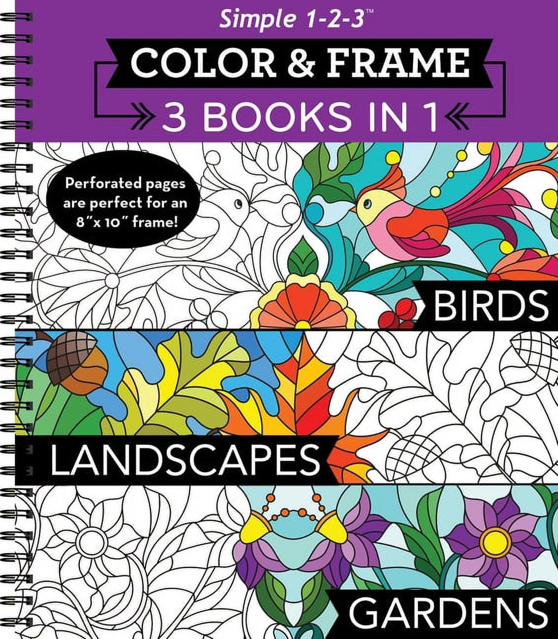 Color & Frame - 3 Books in 1 - Flowers, Deserts, Oceans (Adult Coloring Book)  (Spiral)