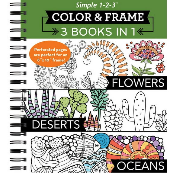 Color & Frame: Color & Frame - 3 Books in 1 - Flowers, Deserts, Oceans (Adult Coloring Book) (Other)