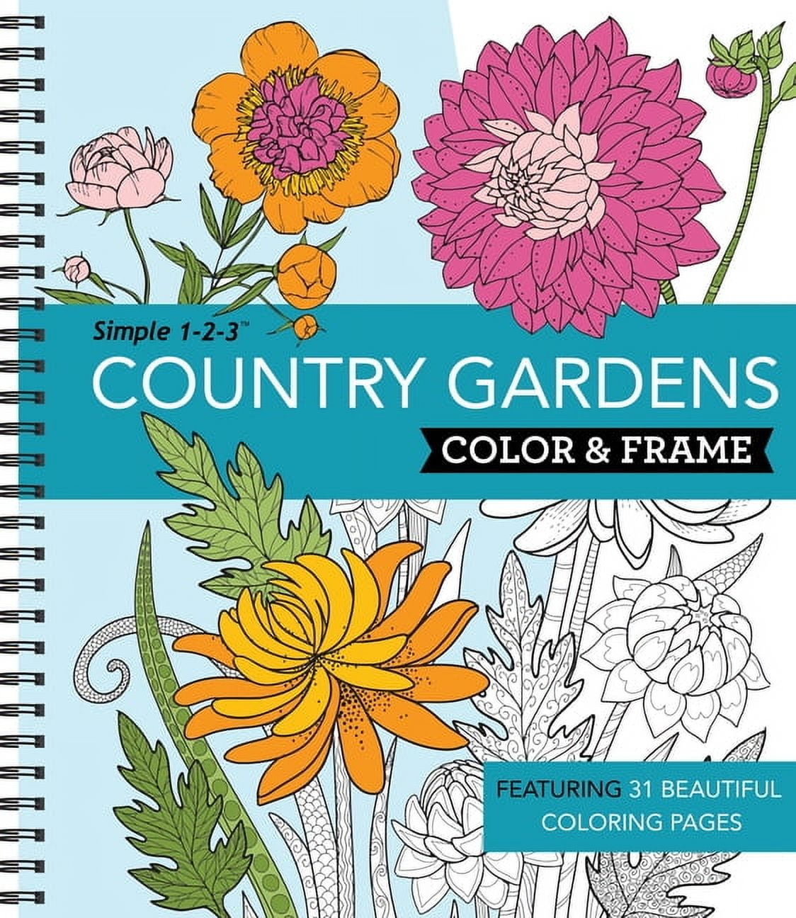 NEW SEASONS; PUBLICATIONS INTERNATIONAL LTD; PUBLICATIONS INTERNATIONAL LTD Color & Frame Color & Frame - Country Gardens (Adult Coloring Book), (Spiral-Bound)