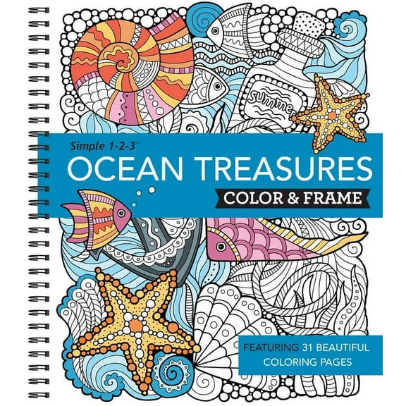 Color & Frame Color & Frame - Ocean Treasures (Adult Coloring Book), (Spiral-Bound)