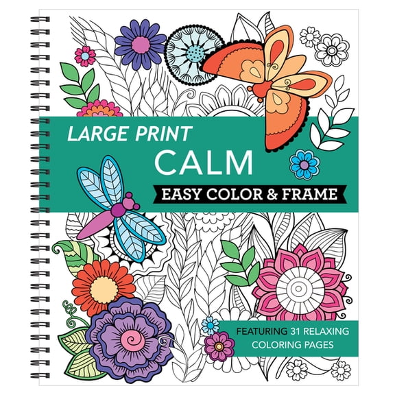Color & Frame Large Print Easy Color & Frame - Calm (Stress Free Coloring Book), (Spiral-Bound)