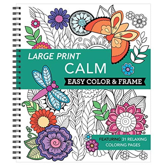 Pre-Owned Large Print Easy Color & Frame - Calm (Stress Free Coloring Book), 9781645585411, 1645585417, Paperback,