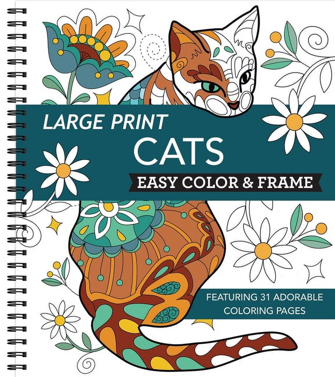 Color & Frame Large Print Easy Color & Frame - Cats (Stress Free Coloring Book), (Spiral-Bound ...