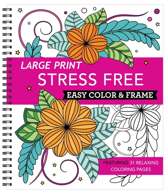 NEW SEASONS; PUBLICATIONS INTERNATIONAL LTD Color & Frame Large Print Easy Color & Frame - Stress Free (Adult Coloring Book), (Spiral-Bound)