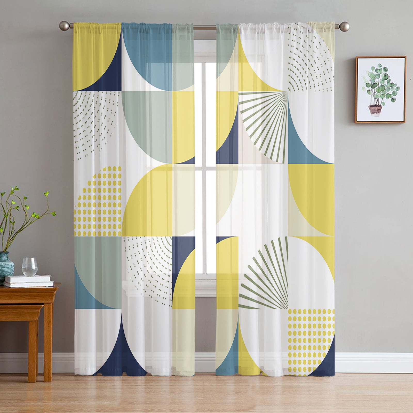 Color Frame Medieval Arrangement Voile Sheer Curtains Living Room