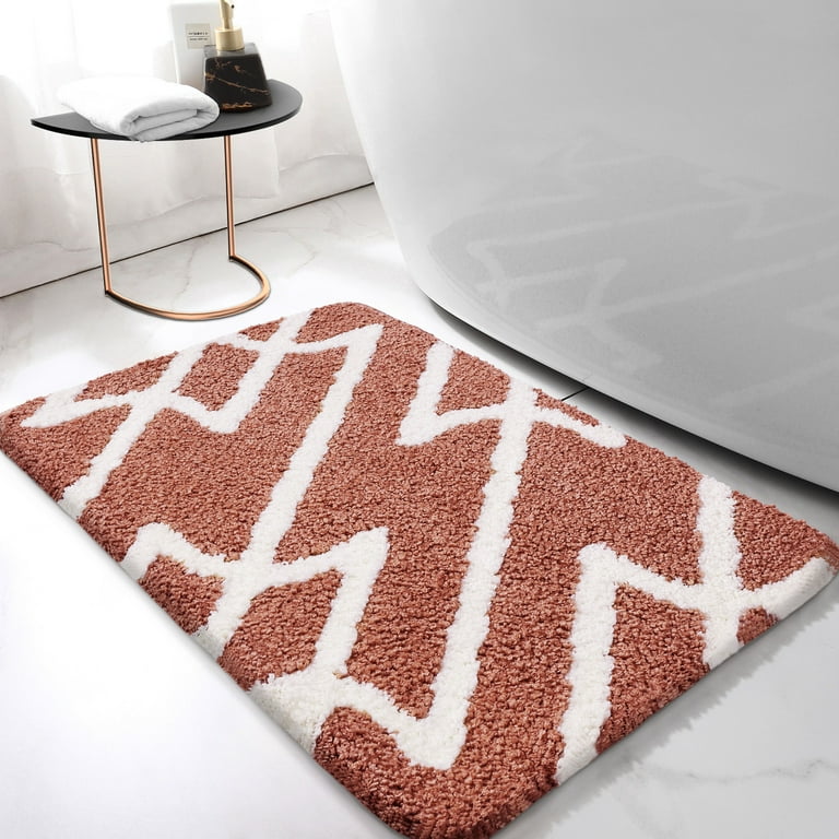 Color&Geometry Red and White Bathroom Rugs - Absorbent, Non Slip, Soft,  Washable, Quick Dry, 16x24 Small Bath Mats for Bathroom, Microfiber  Shower