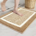 thumbnail image 1 of Color G Brown Bathroom Rugs - Absorbent, Non Slip, Soft, Washable, Quick Dry, 16"x24" Small Brown and White Bath Mats for Bathroom, Microfiber Shower Mat Bath Rug Bathroom Carpet, 1 of 4