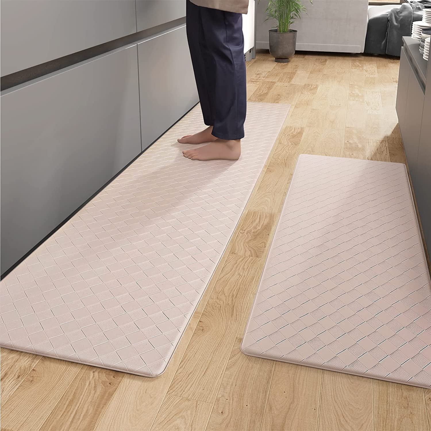 Color G Kitchen Rug Set, Non Slip Kitchen Mat Set of 2 Piece, Cushioned