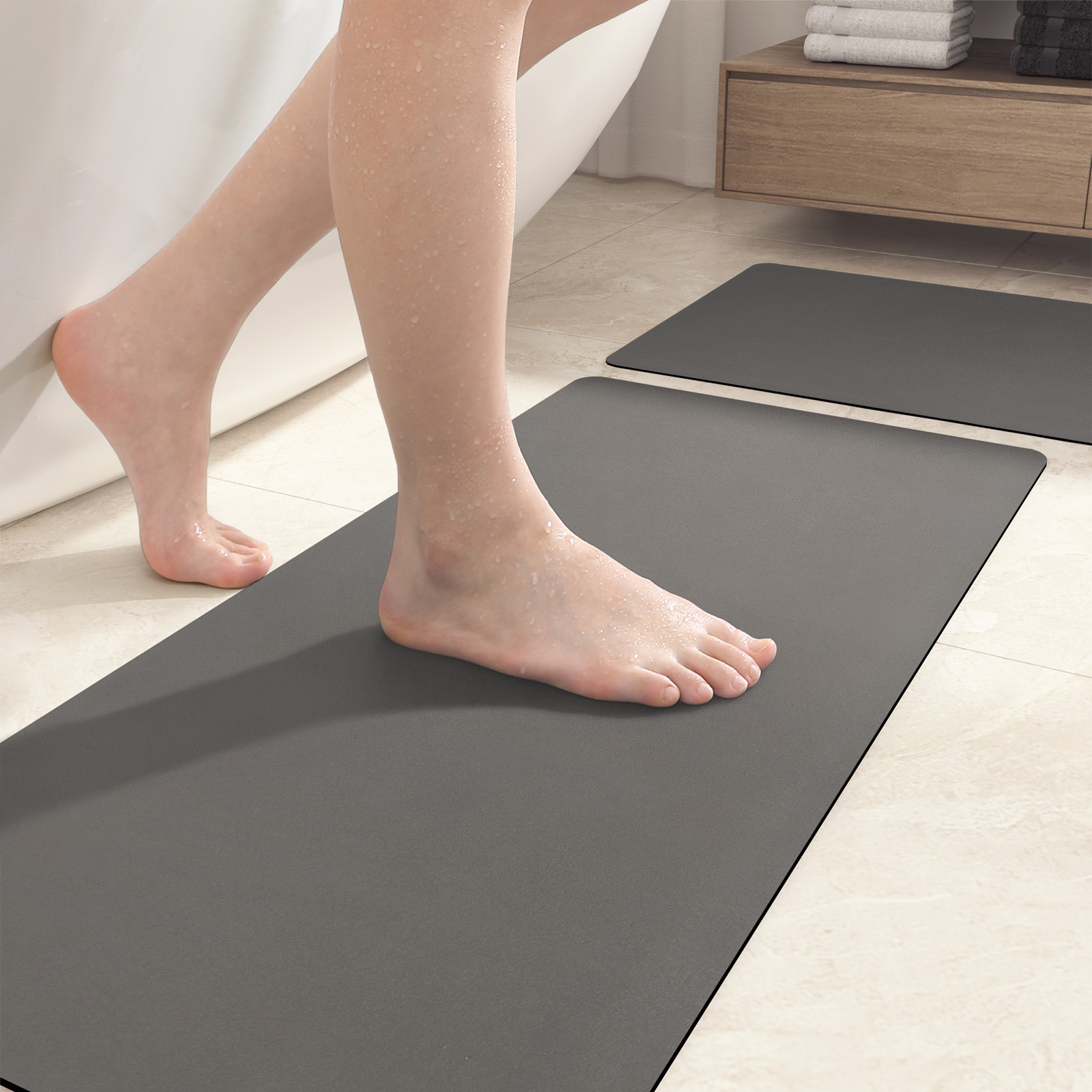 Color G Super Absorbent Quick Dry Bath Mat, Thin Bathroom Rug Fit Under