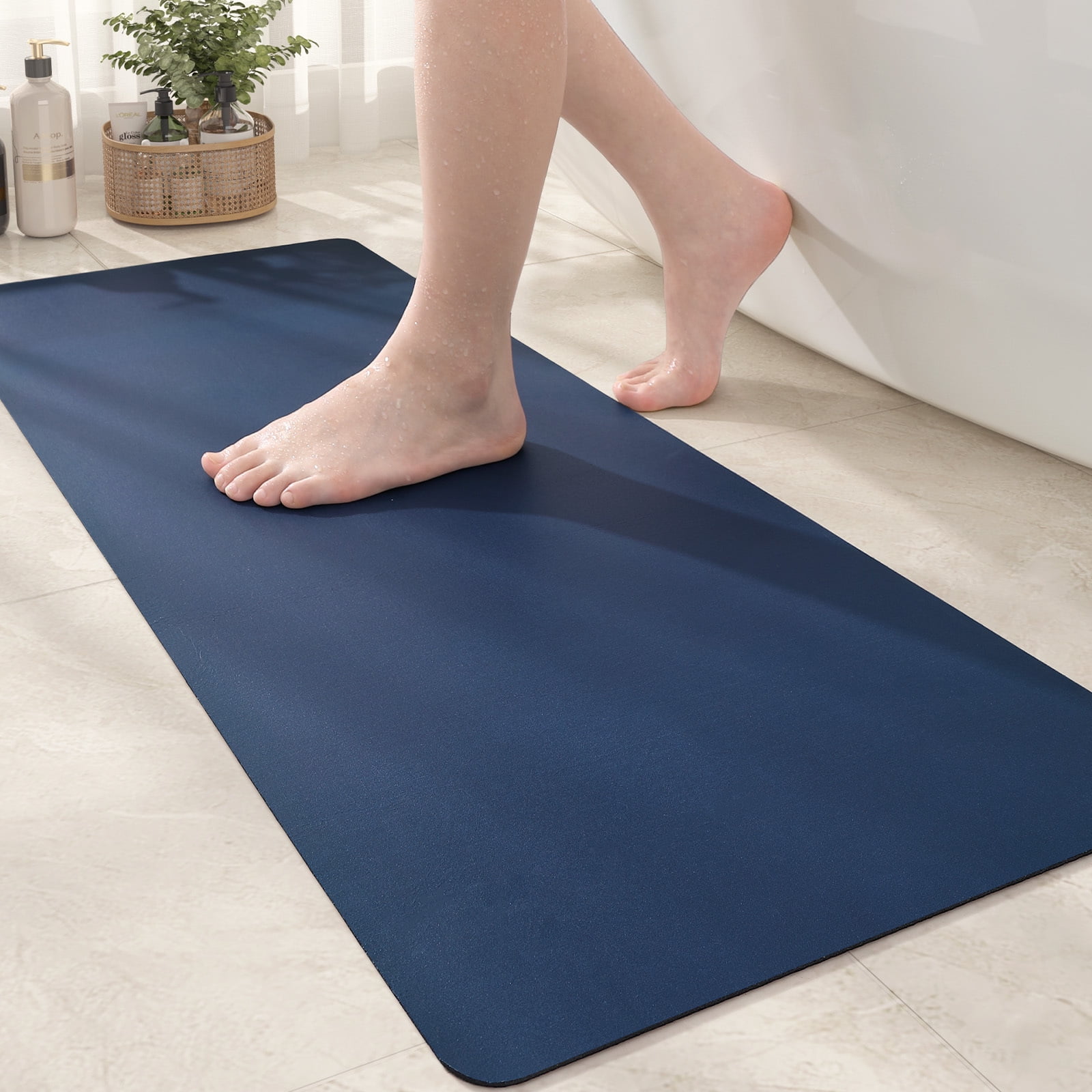 Color G Super Absorbent Quick Dry Bath Mat, Thin Bathroom Rug Fit Under