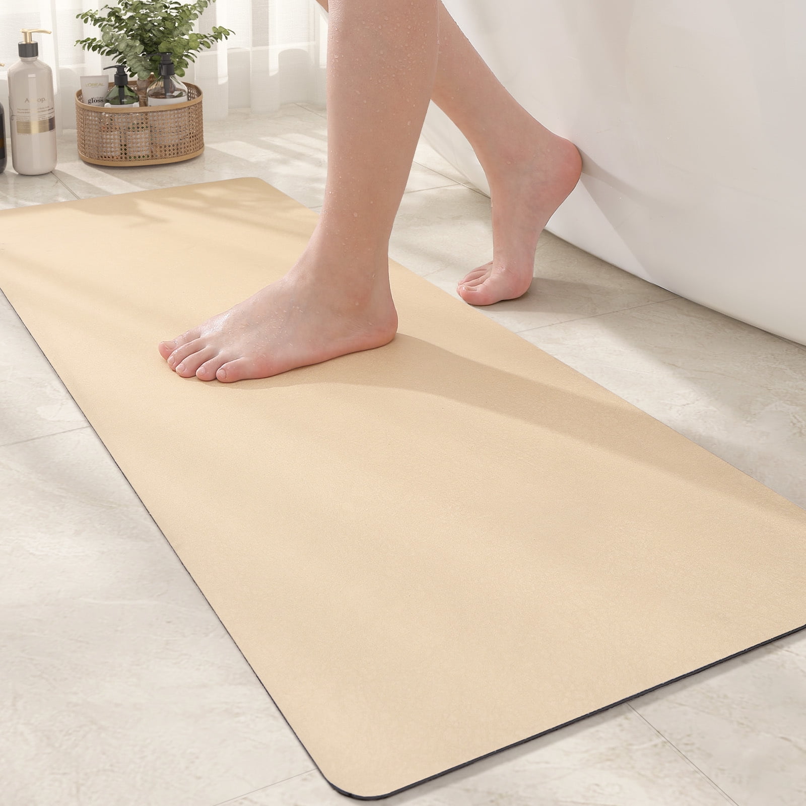 Color G Super Absorbent Quick Dry Bath Mat, Thin Bathroom Rug Fit Under