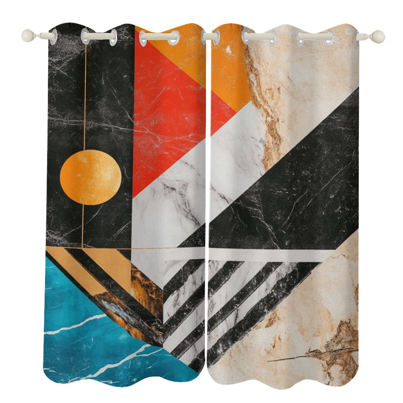 Color Geometry (56) 2 Panels 3D Printing Pattern Curtain for Bedroom ...